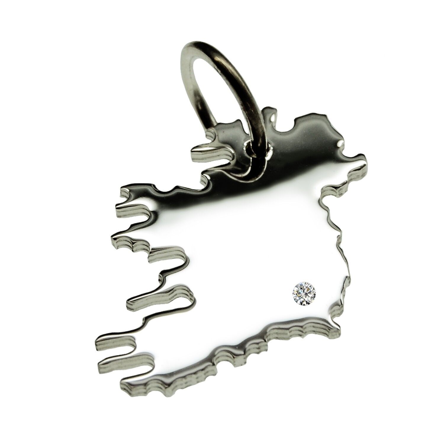 Pendente completo Irlanda con un diamante da 0,015 ct nella posizione desiderata in argento massiccio 925