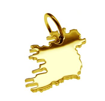 Pendentif en forme de carte d'Irlande entièrement en or jaune massif 585