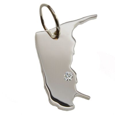 Pendentif Amrum avec un diamant de 0,015 ct à l'emplacement de votre choix en argent massif 925