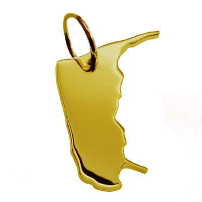 Pendant in the shape of the Amrum map in solid 585 yellow gold