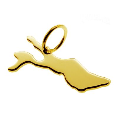 Pendant in the shape of the map of Lake Constance in solid 585 yellow gold