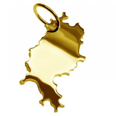 Pendant in the shape of the map of Hessen in solid 585 yellow gold