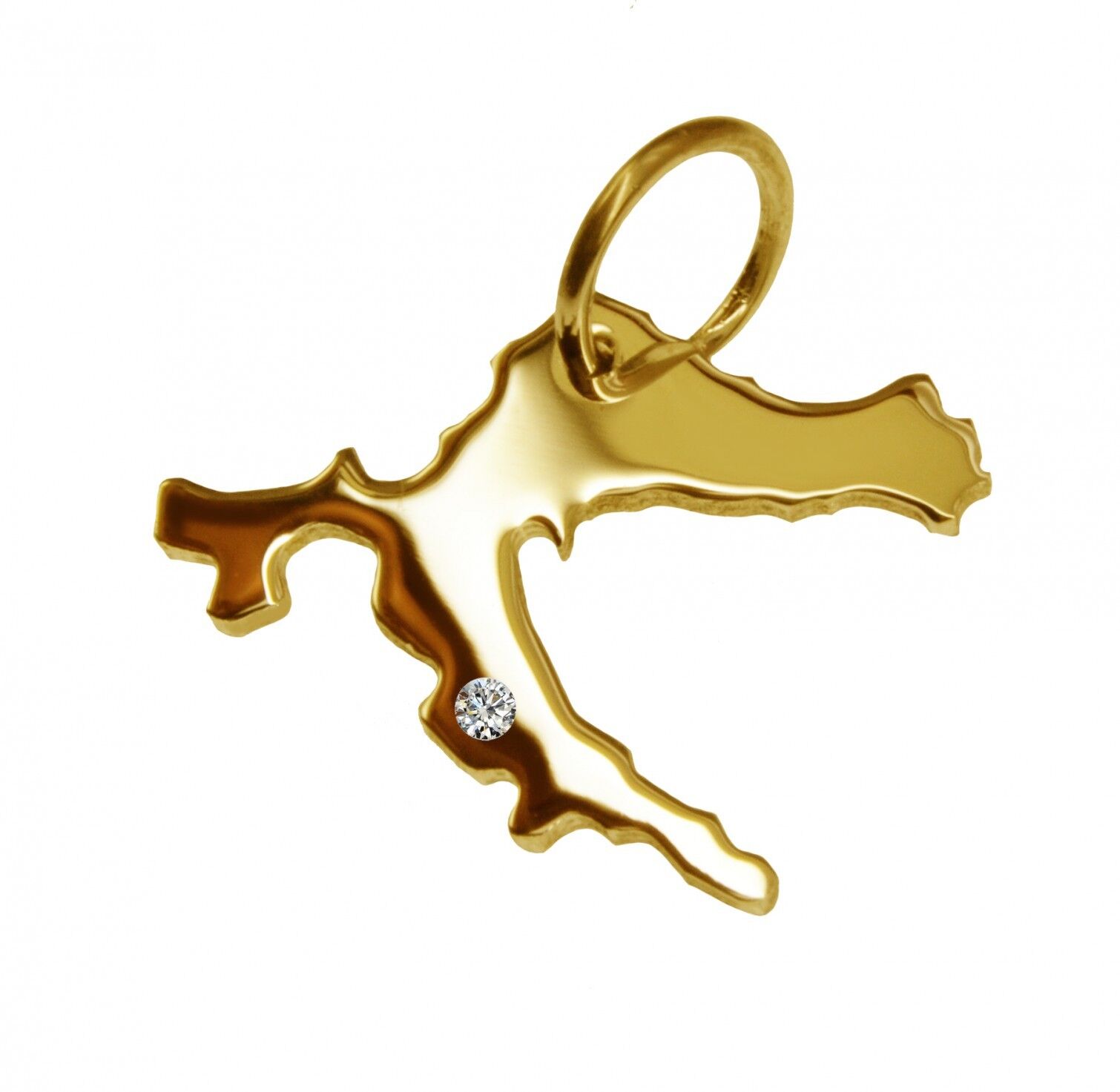Ciondolo a forma di mappa della Croazia con un diamante da 0,015 ct nella posizione desiderata in oro giallo massiccio 585