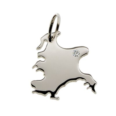Rügen pendant with a diamond 0.015ct at your desired location in solid 925 silver