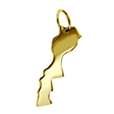 Pendant in the shape of the map of Morocco in solid 585 yellow gold