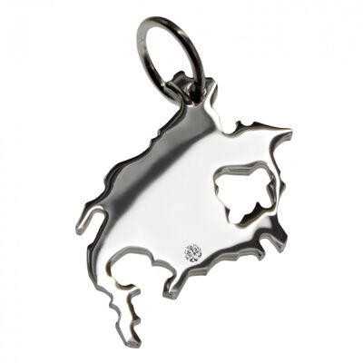 North America pendant with a diamond 0.015ct at your desired location in solid 925 silver