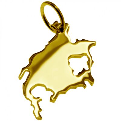 Pendant in the shape of the map of North America in solid 585 yellow gold