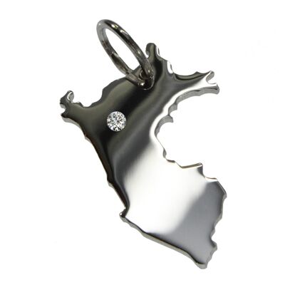 Peru pendant with a diamond 0.015ct at your desired location in solid 925 silver