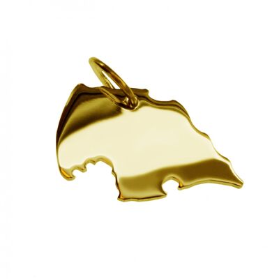 Pendant in the shape of the map of Fehmarn in solid 585 yellow gold