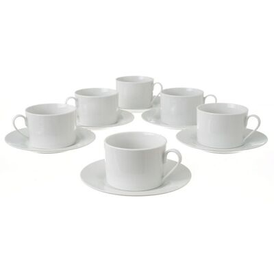 S/6 TAZA/PLATO TÉ BLANCO PORCELANA 8,70 X 8,70 X 6 CM - 61059