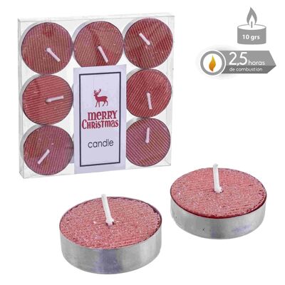 S/9 VELA TEALIGHT ROJO METÁLICO NAVIDAD 3,80 X 1,20 CM - 131165