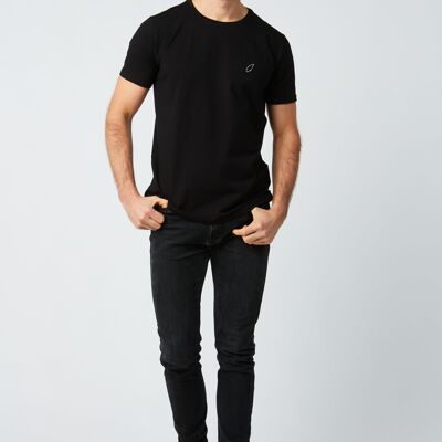 Men's Embroidered Feather T-shirt - Black