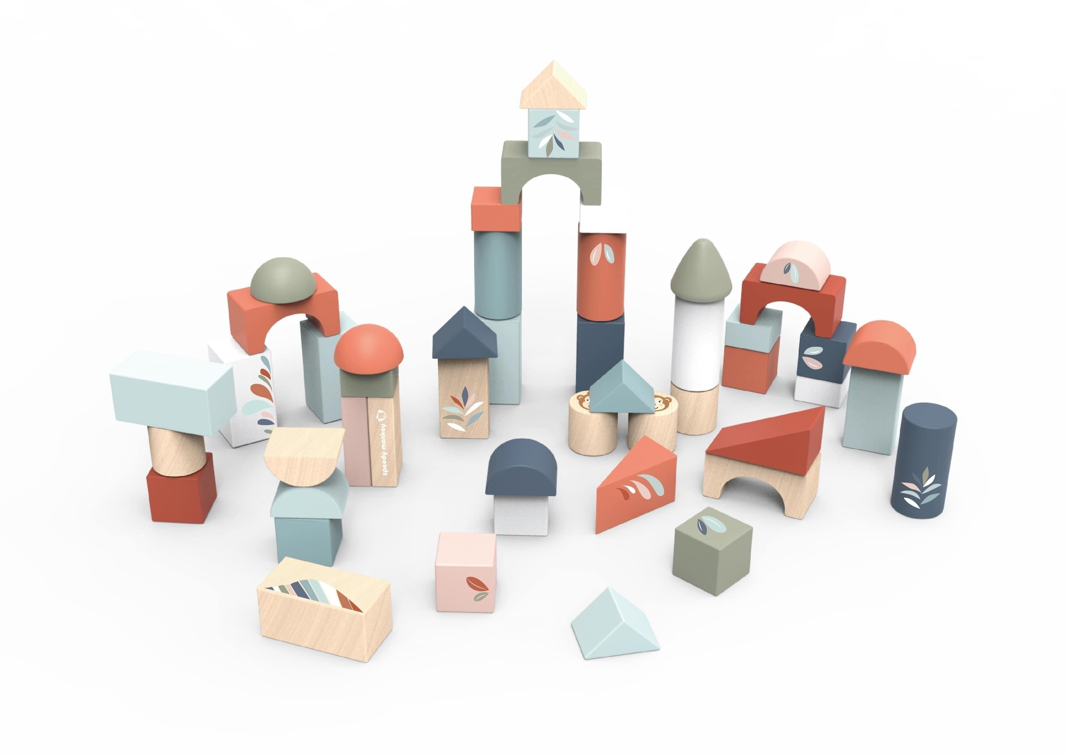 Speedy Monkey – Konstruktionsspiel – 50 Blöcke – 18 x 18 x 18,5 cm