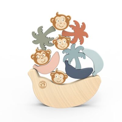 Speedy Monkey - Jeu d'équilibre la famille singe 10 pcs - 18x10x2,5cm