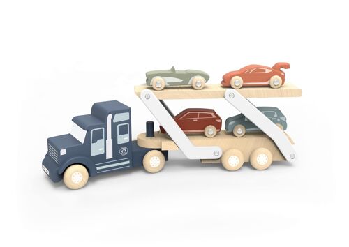 Speedy Monkey - Camion transporteur avec 4 voitures - 39x9,5x16,5 cm