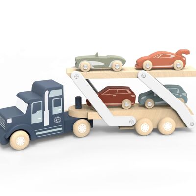 Speedy Monkey - Camion trasportatore con 4 auto - 39x9,5x16,5 cm
