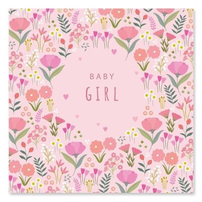 Tarjeta floral de niña bebé
