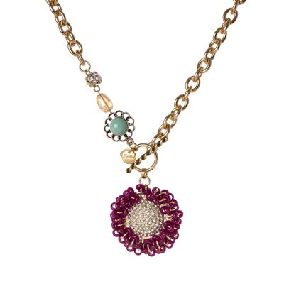 Collier avec grande fleur d'anémone