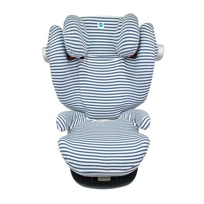 Funda para silla de coche | cybex pallas y solution m y m-fix | algodón orgánico | blue stripes