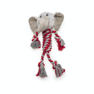 ROPE ANIMAL PET TOY WITH SOUND - Elephant