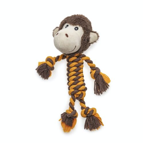 ROPE ANIMAL PET TOY WITH SOUND - Monkey