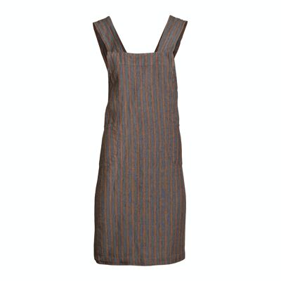 100% Linen Cross-back Apron Striped One Size