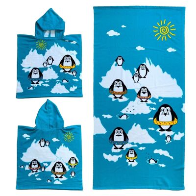 1 poncho + 1 telo mare coordinato per bambini "ARTIC"