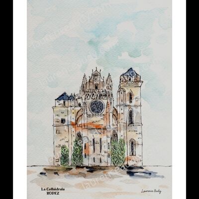 12-RODEZ-CATHEDRAL-WATERCOLOR
