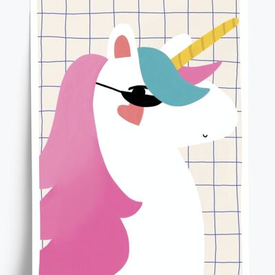 Póster ilustrado Unicornio - formato 30x40cm