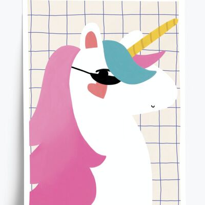 Poster illustrato Unicorno - formato 30x40 cm