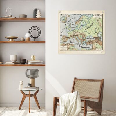 Affiche Poster - Carte d'Europe par Vidal-Lablache - impression d'art sur toile