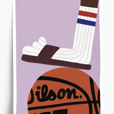 Affiche illustrée Basket - format 30x40cm