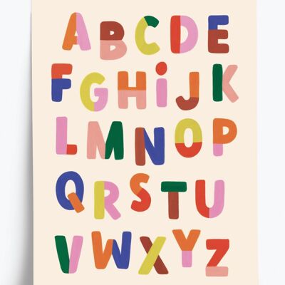 Affiche illustrée Alphabet - format 30x40cm