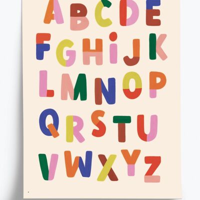 Poster illustrato con alfabeto - formato 30x40 cm