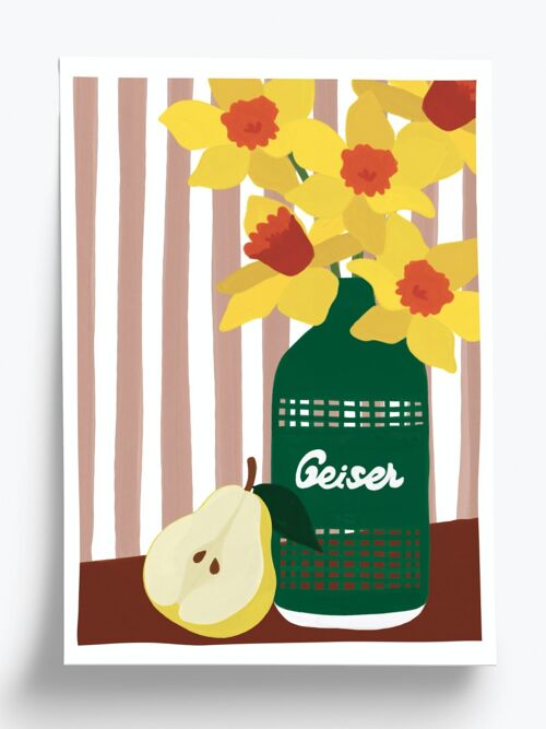 Affiche illustrée Geiser flower - format 30x40cm