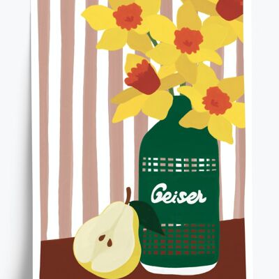 Geiser flower illustrated poster - format 30x40cm