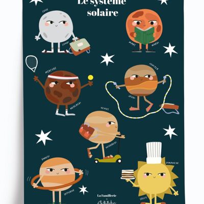 Illustrated poster The Planets - format 30x40cm