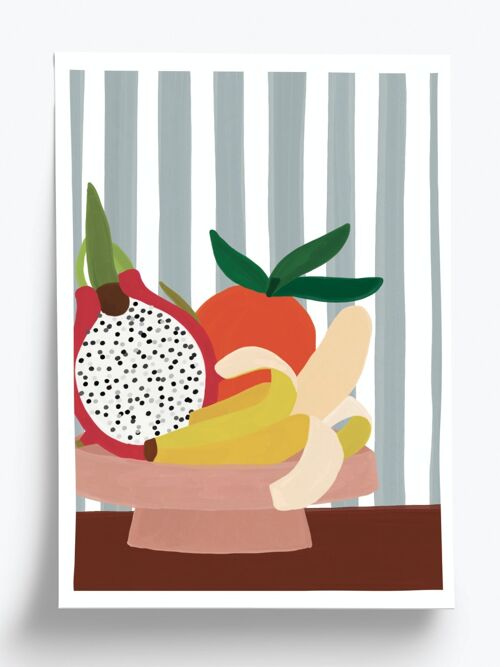 Affiche illustrée Fruit du dragon  - format A4 21x29,7cm