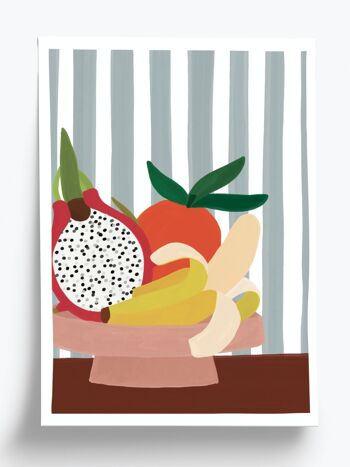 Affiche illustrée Fruit du dragon  - format A4 21x29,7cm 1