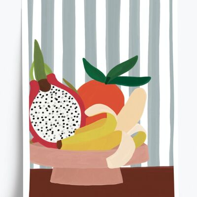 Affiche illustrée Fruit du dragon  - format A4 21x29,7cm