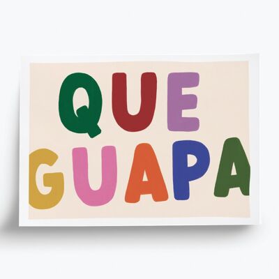 Affiche illustrée Que guapa  - format A4 21x29,7cm