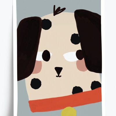 Dalmatian illustrated poster - A4 format 21x29.7cm