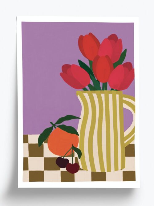 Affiche illustrée Tulipes  - format A4 21x29,7cm