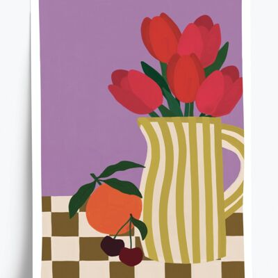 Illustriertes Poster mit Tulpen – A4-Format 21 x 29,7 cm