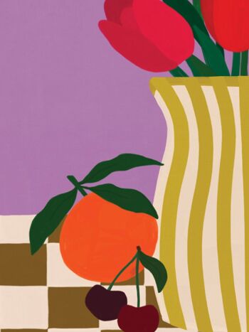 Affiche illustrée Tulipes  - format A4 21x29,7cm 2