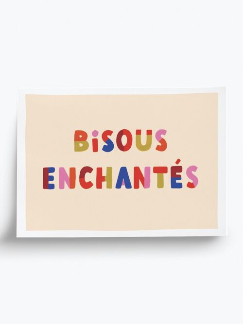 Affiche illustrée Bisous enchantés  - format A5 14,8x21cm