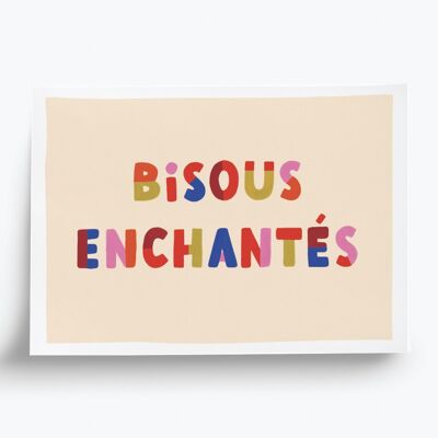 Affiche illustrée Bisous enchantés  - format A5 14,8x21cm