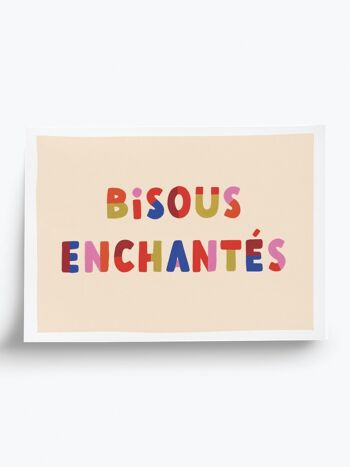 Affiche illustrée Bisous enchantés  - format A5 14,8x21cm 1