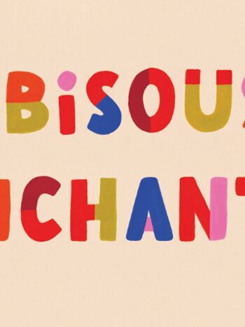 Affiche illustrée Bisous enchantés  - format A5 14,8x21cm 2