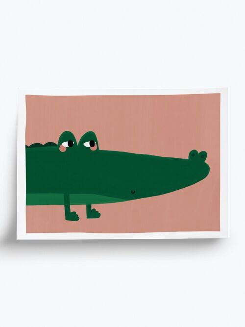 Affiche illustrée Crocodile - format A5 14,8x21cm